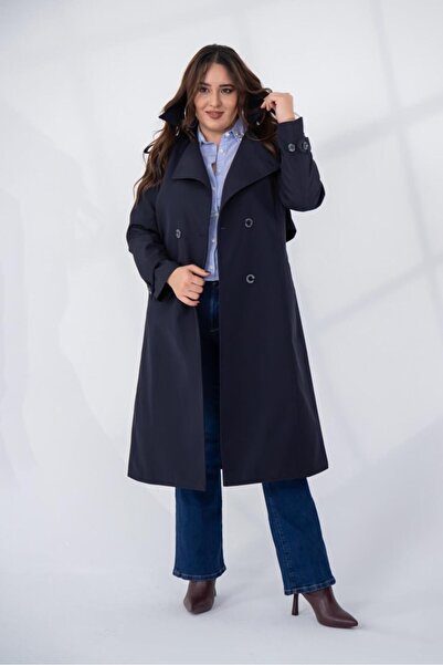 Roxxlen Γυναικεία καμπαρντίνα μεγάλου μεγέθους με πόρπη στο γιακά