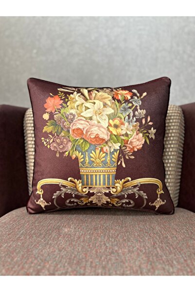 Fabricland Εισαγόμενο Μεταξωτό Βελούδινο Κάλυμμα Μαξιλαριού με Σχέδιο Δαμασκη...