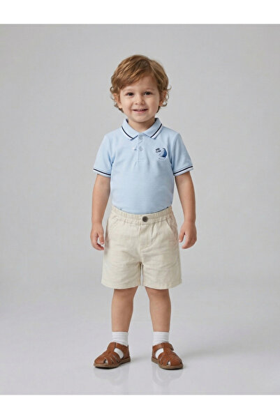 Sani Σετ λινό σορτς με σχέδιο πλοίου για αγόρια