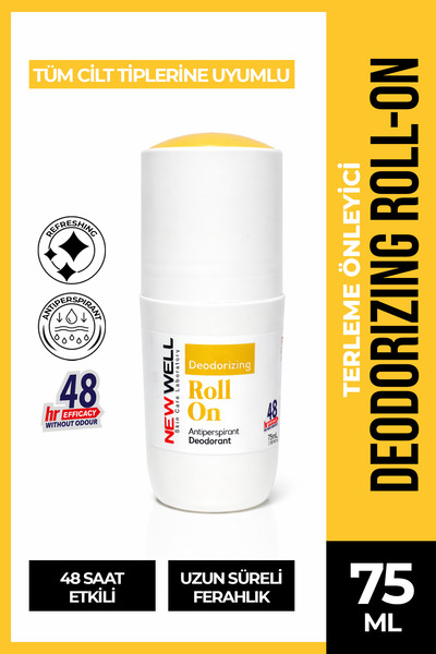 New Well Deodorizing Roll On Terleme Önleyici Koltuk Altı Roll On (Sarı) 75 ML