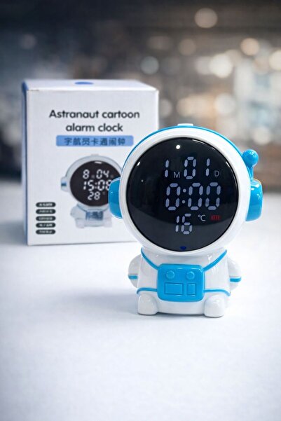 HEPBİMODA Sevimli Astronot Dijital Masa Saati Çalar Saat Kronometreli Ders Ça...