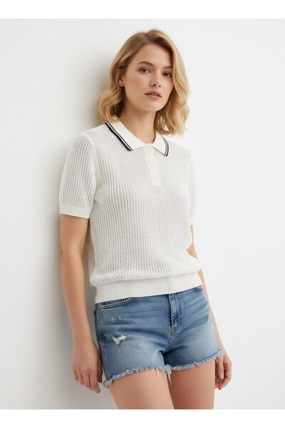 Noi Belis Πλεκτή μπλούζα με γιακά πόλο και μισό κούμπωμα SS26BZ0096