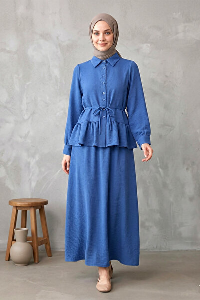 FERHEL Σετ μπλούζας και φούστας με κουμπιά για χιτζάμπ από ύφασμα Ayrobin - i...