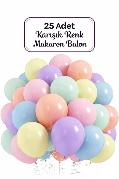 GÜZELYÜZ AVM 25 ADET Karışık Renk Makaron Balon Pastel Renk Balon Seti