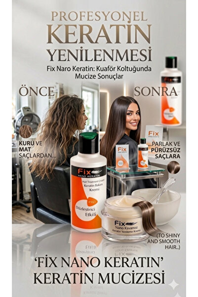 Fix Nano Keratin 125ml Cream, ısı ile aktive olan profesyonel keratin bakım ve düzleştirme sistemi