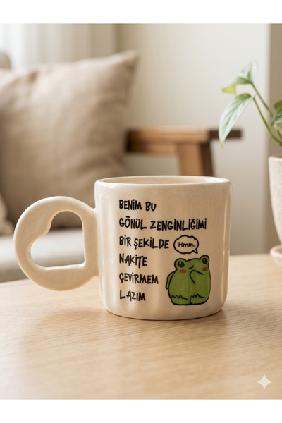 PALTO TASARIM Gönül Zenginliğimi Nakite Çevirmem Lazım Baskılı El Yapımı Krem...