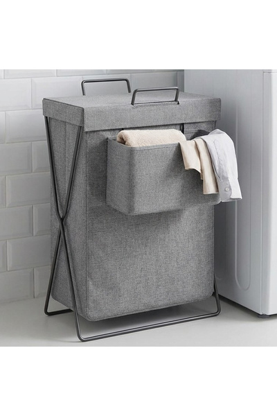 Destello ®   Πτυσσόμενο Καλάθι Απλύτων, Υφασμάτινο και μεταλλικό, Γκρι, 35 x ...