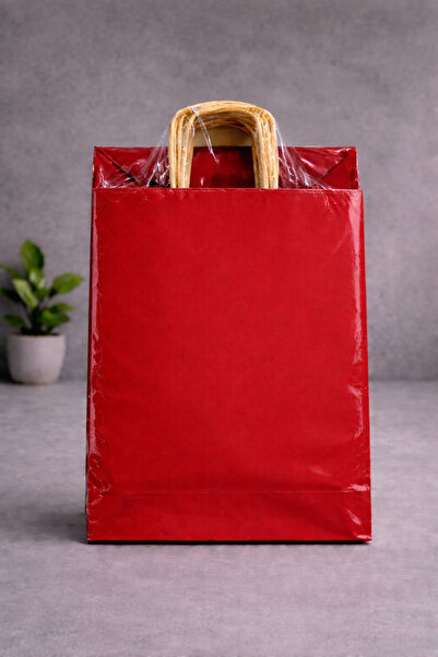 Atölye Kraft Kırmızı Renk Kraft Çanta 25x12x31 cm 25 Adet