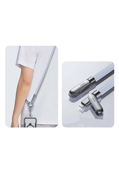 Xundd حبل تعليق للهاتف مع كابل مدمج (متوافق مع USB-C و Lightning) كابل شحن بق...