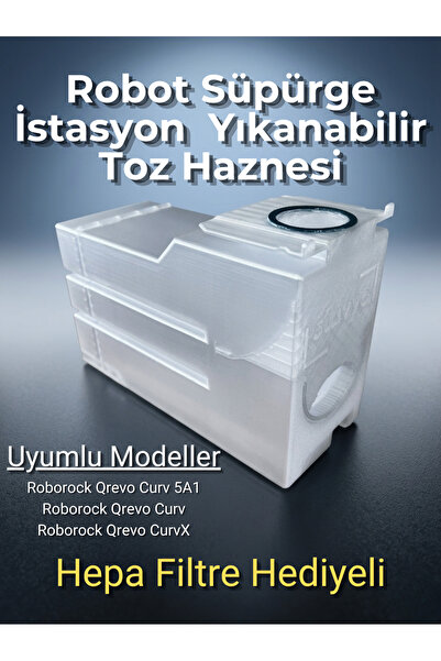 Stavye Roborock Qrevo Curv / 5A1 / X Uyumlu Yeniden Kullanılabilir Toz Haznes...