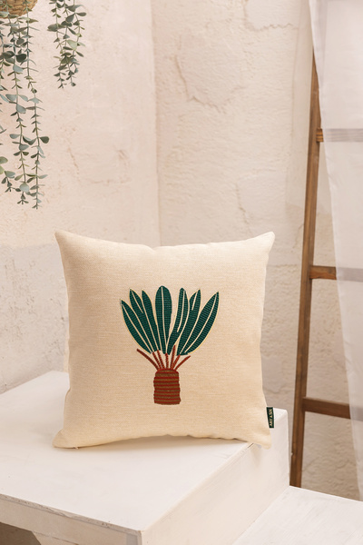 ARTASIX Green Crown Special Embroidered Luxury Decorative Throw Pillow