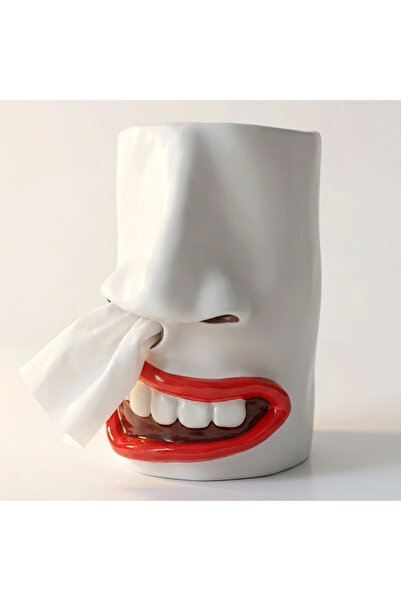 Destello ®   Διακοσμητική Θήκη Χαρτομάντιλων με Πρόσωπο, Κεραμική, Λευκή, 12 ...