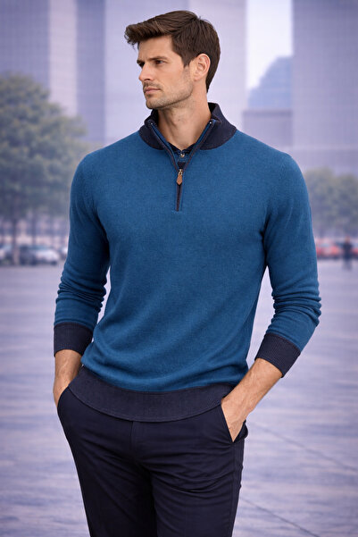 MARCO SERUSSI Lambswool yarım fermuarlı kazak