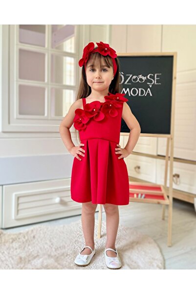 ÖZSEMODA Scuba Tek Omuz Çiçekli Elbise