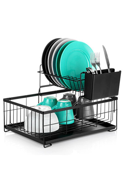 Vilde Στεγνωτήριο πιάτων με θήκη μαχαιροπίρουνων, 42x28x28εκ.