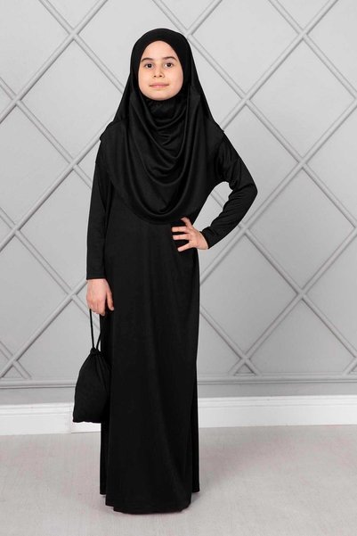 Generic Brand Hijab Children's Prayer Dress Black