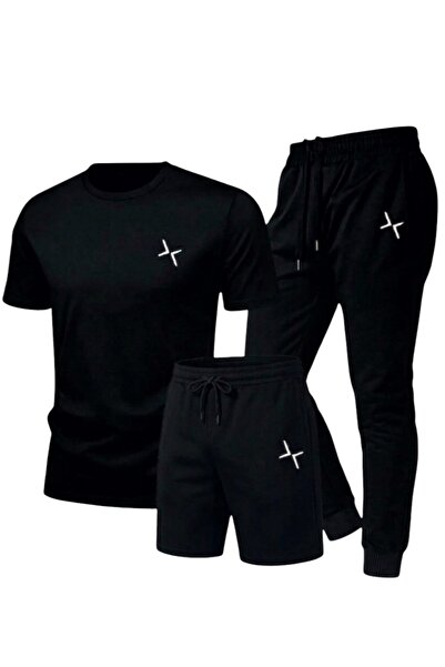 K&S Black Unisex White Logo Summer Comfortable Combed Cotton Tracksuit Combin...