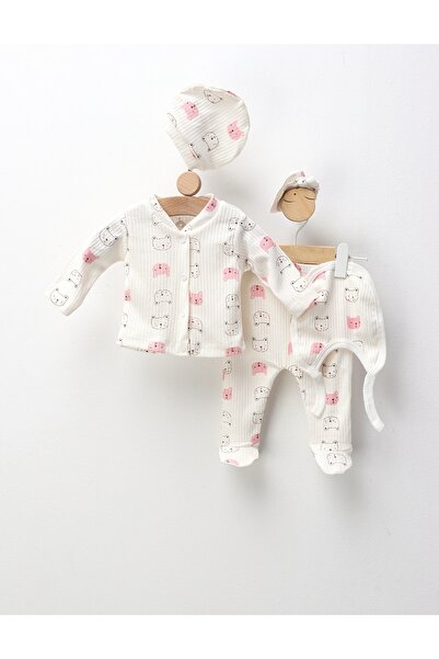 MiniKids Σετ 5 τεμαχίων, Αρκουδάκια, λευκό-ροζ