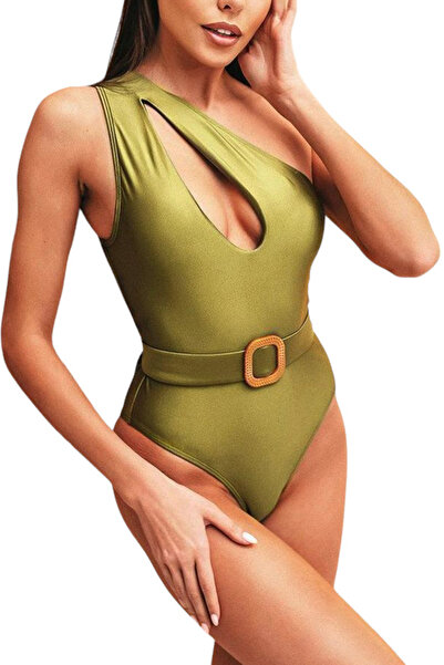 EFAYN.RO Women's swimsuit, one piece, plunging neckline, one shoulder, size L...