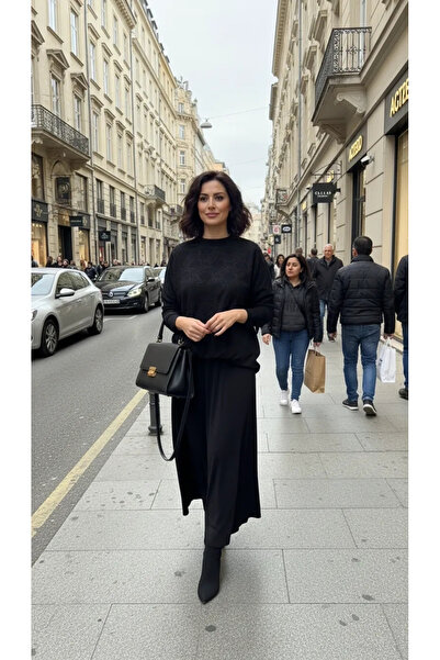 Nuss طقم تنورة بتفاصيل مزخرفة - 1058 أسود