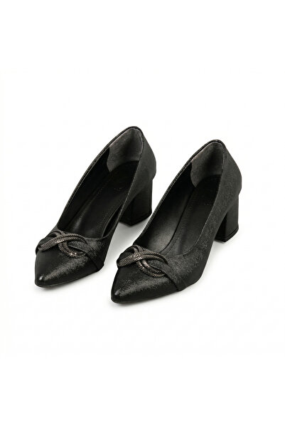 AYAKKABIMOOD Μαύρα καρό γυναικεία παπούτσια με τακούνι Infinity Stone