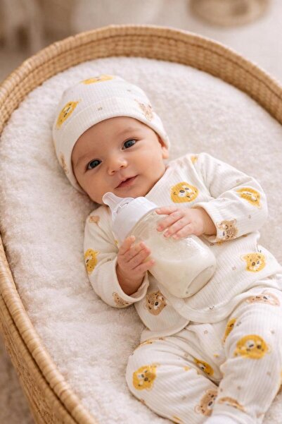 BYS BABY FASHION 3'Lü Raporlu Kumaş Yenidoğan Erkek Bebek Zıbın Takımı Mevsim...