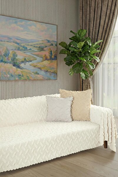 Latuda Home Ponela Koltuk Örtüsü Kaymaz Bohem Punch Kabartmalı 3 Boyutlu 175x...