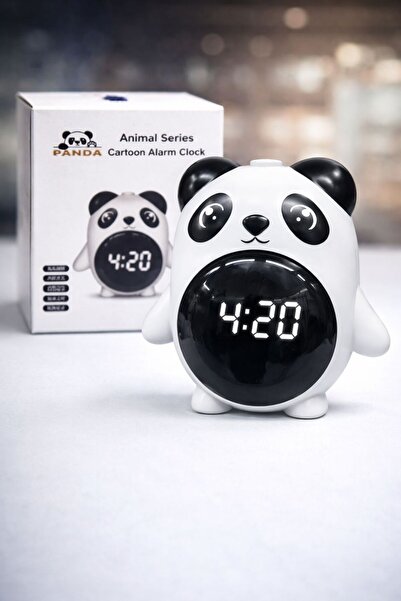 HEPBİMODA Sevimli Panda Dijital Masa Saati Çalar Saat Kronometreli Ders Çalış...