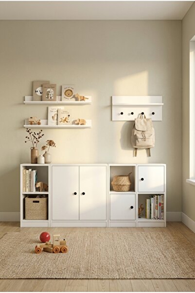 Nettrends Modern Çok Amaçlı Kapaklı ve Geniş Raflı Dolap Yatay Tasarım Oyunca...