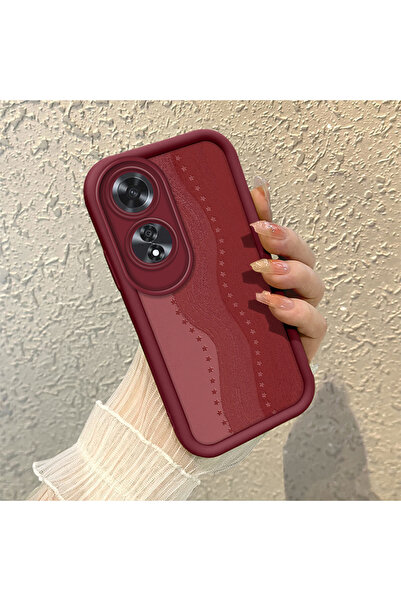 ARTISHELL Oppo A60 Uyumlu Retro Yıldız Desenli Bordo Silikon Telefon Kılıfı