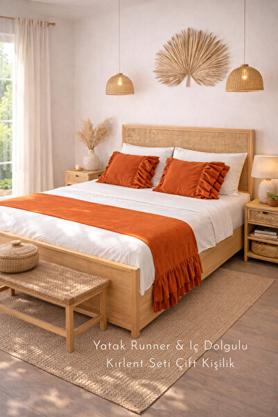 perde plus Σετ μαξιλαριού κρεβατιού και εσωτερικής γέμισης με διπλό βολάν καν...