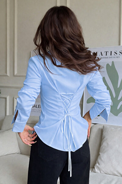 COOL TARZ Γυναικείο κομψό πουκάμισο με λεπτή εφαρμογή, με λεπτομέρεια στη μέσ...