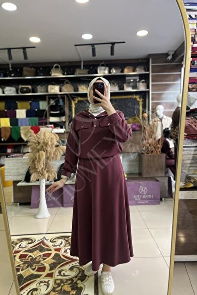 HUMEYRA Ornamental Pocketed Skirted Suit