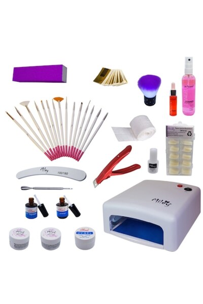 miley Kit lampă UV cu geluri pentru manichiură franțuzească și accesorii
