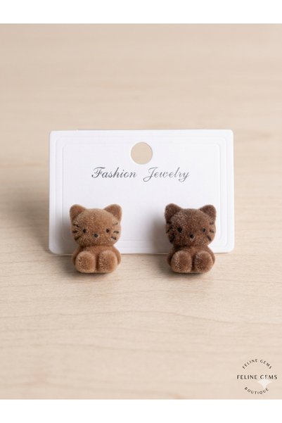 synshop Hello Kitty Cute Cat Earrings New Season Trend Luxury First Quality Furry Girl Child Young Woman Gift