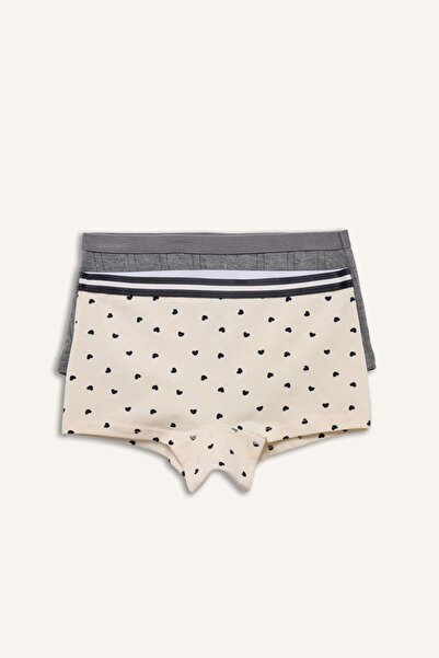 DeFacto Heart Patterned Combed Cotton 2-Piece Boxer for Girls G8509A826Sp