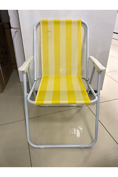 Turkuaz KATLANIR PLAJ SANDALYESİ SARI BEYAZ DESEN