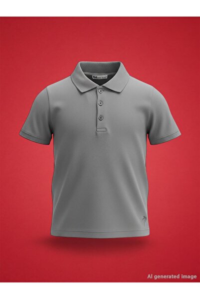 Civil Boys Μπλουζάκι με κέντημα φοίνικα και λαιμόκοψη πόλο για 10-13 ετών - Γκρι