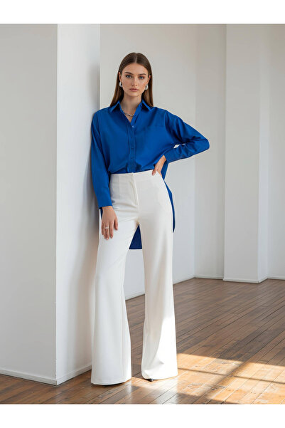 PERA MODA Υπερμεγέθες πουκάμισο ποπλίνας με μακρύ πίσω μέρος και κοντό μπροστ...