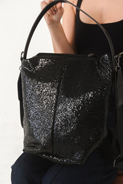 FEMME Black Color Shiny Women's Shoulder Bag – Stylish & Large Volume Carole