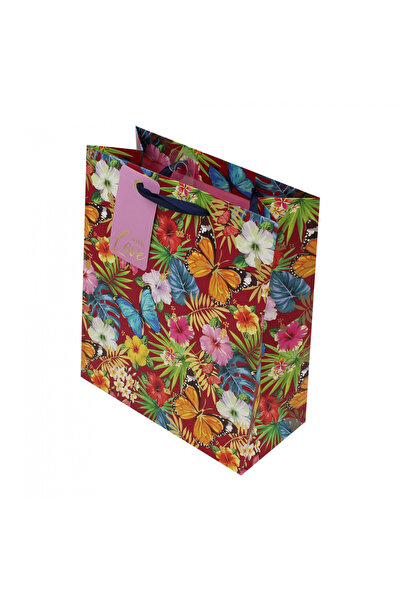 Eurowrap Χάρτινη τσάντα δώρου με τροπικά λουλούδια