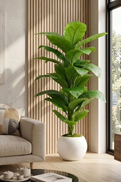 Cihan Çiçekçilik 160 cm Yapay Difenbahya Ağacı - 30x30 Küre Saksılı