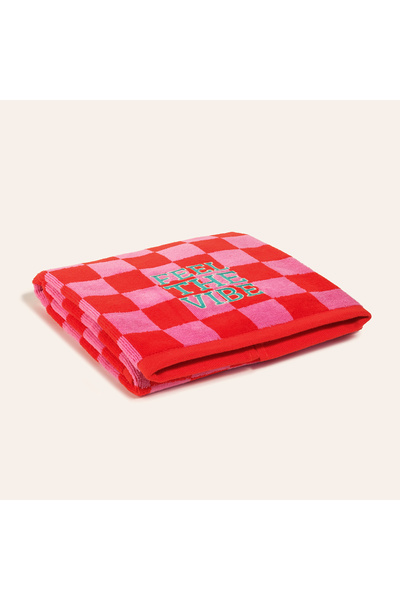 Zsa Zsa Zsu Tabea Nakışlı Damalı Kadife Pamuk Yüz Havlusu 50x90 Cm Pembe - Kı...