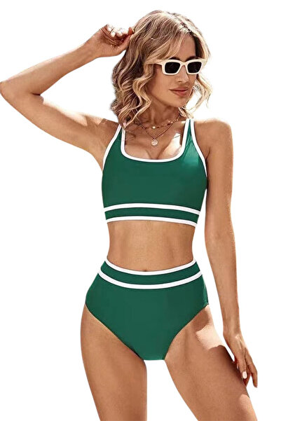 EFAYN.RO Swimsuit, 2-piece set, comfortable model, summer day, size S, dark g...