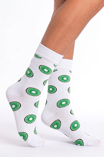 Esinti Kiwi Themed Socks White Women's Men's Youth Tennis Socks - Single