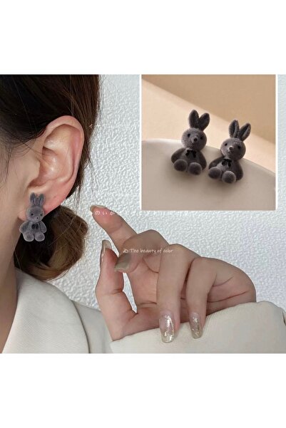 synshop Miffy Cute Rabbit Earrings New Season Trend Luxury First Quality Furr...