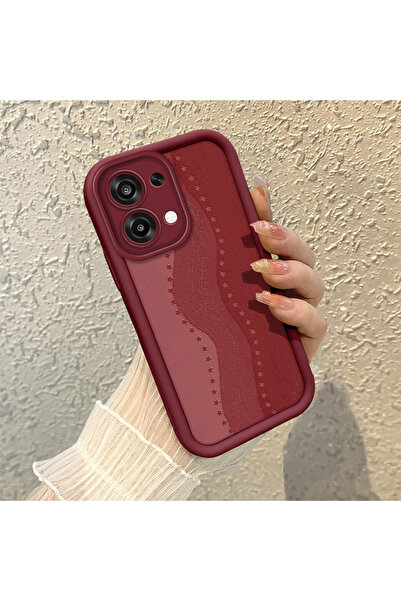 ARTISHELL Oppo A6 Pro 4G/5G Uyumlu Retro Yıldız Desenli Bordo Silikon Telefon...