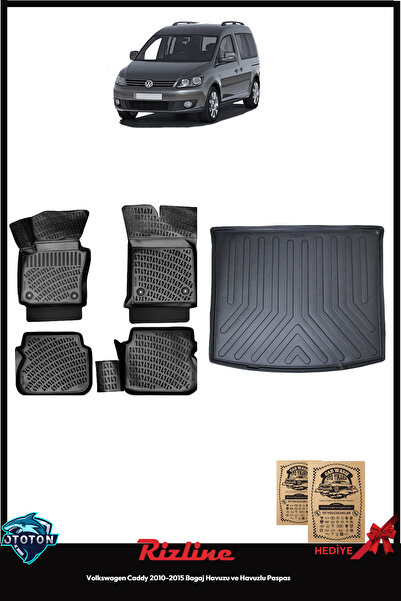 Rizline Volkswagen Caddy 2010-2015 Bagaj Havuzu&Havuzlu Paspas ve TON KOKU