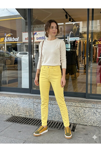 Royteks Fashion Yüksek Bel Likralı Gabardin Şık Slım Fıt Kadın Pantolon
