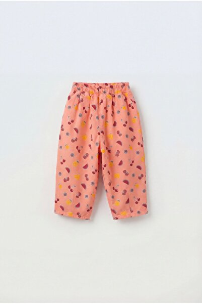 Magu Girl's Cotton Fruit Patterned Trousers